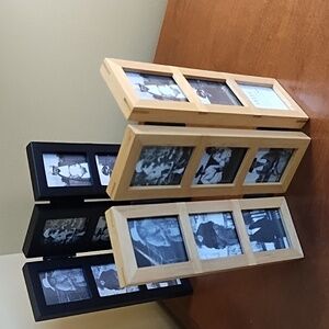 2 Umbra Picture Collages Wooden 1.5 x 2 Inch Photos Japanese Black Natural Tan